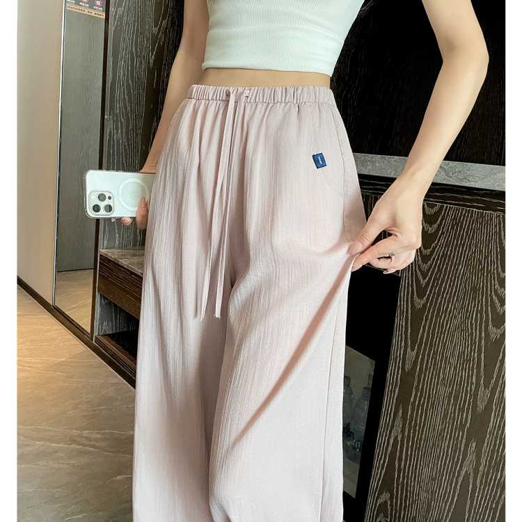 唐狮 老钱风慵懒风纯色裤子女2026夏季薄宽松休闲阔腿裤女