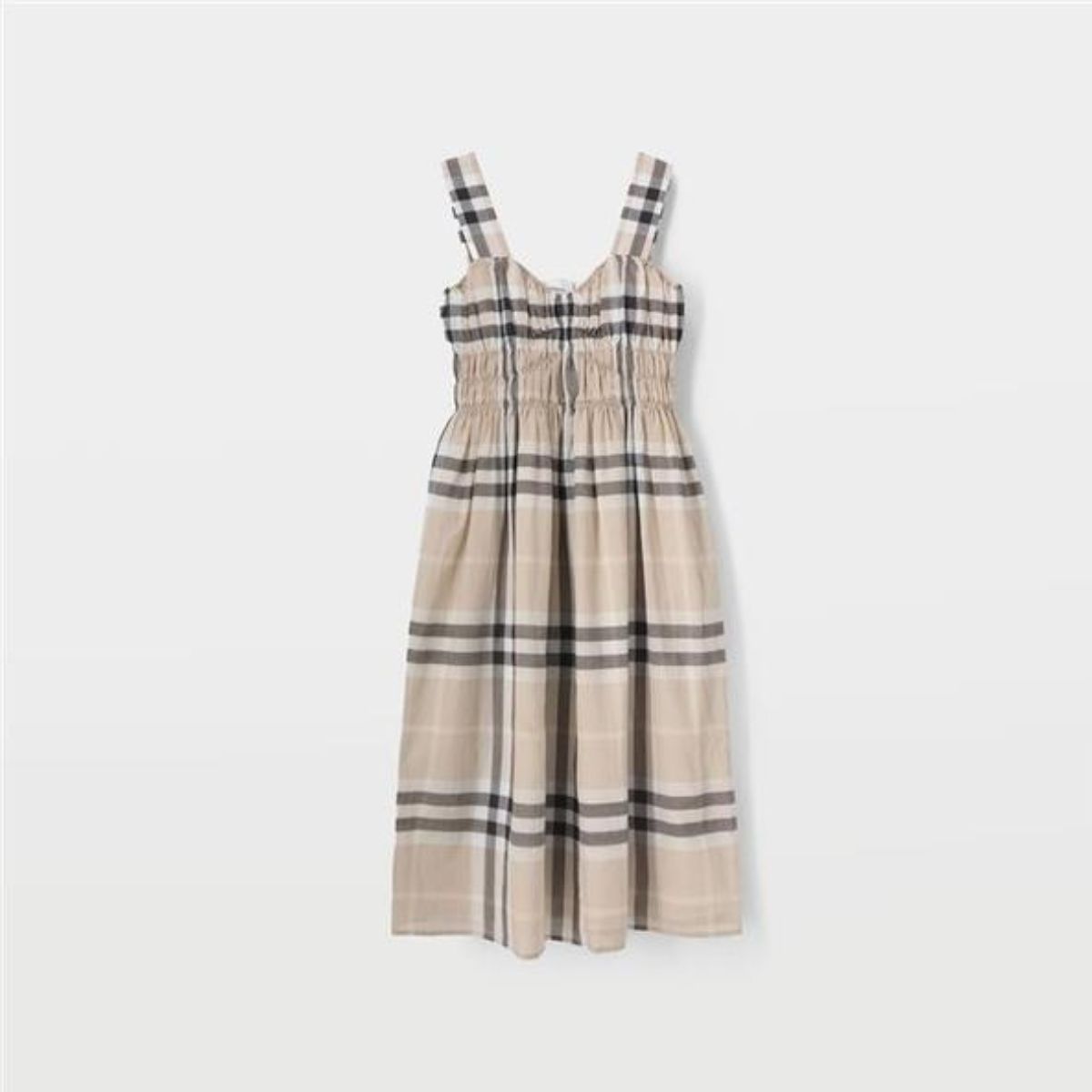 BURBERRY Burberry格纹褶皱棉质无袖女款连衣裙