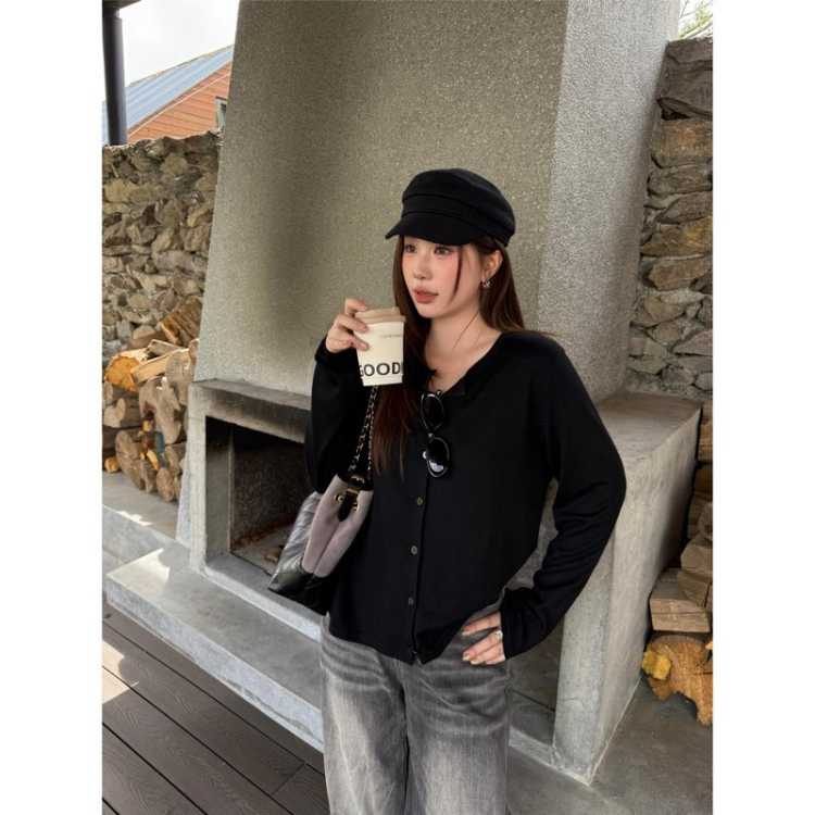 大婉酱 【七色可选】微胖大码含桑蚕丝羊毛开衫26秋新松弛感毛针织衫女
