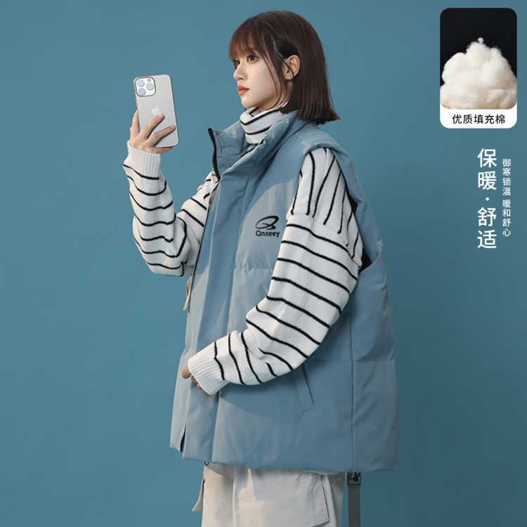 QNXEEY 【户外保暖舒适】春秋女式马夹坎肩休闲外套加厚棉衣立领马甲女