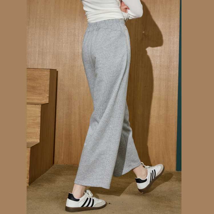 COOLHUT 松紧腰垂感直筒拉链插袋宽松百搭九分2026秋季女式休闲裤