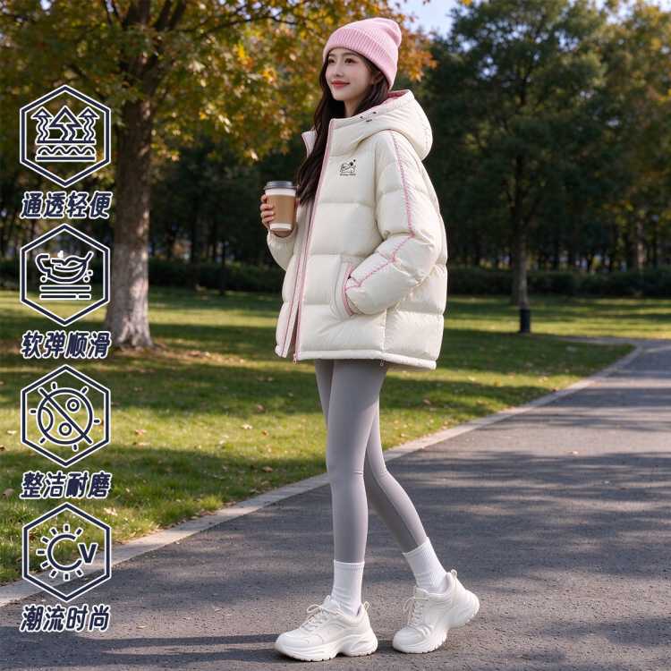 QNXEEY 【蓬松锁温保暖】户外通勤百搭休闲加厚棉服外套连帽防风面包服