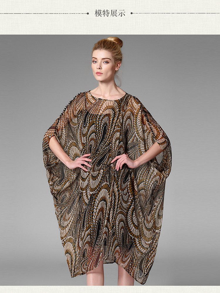 时尚宽松波斯印花连衣裙