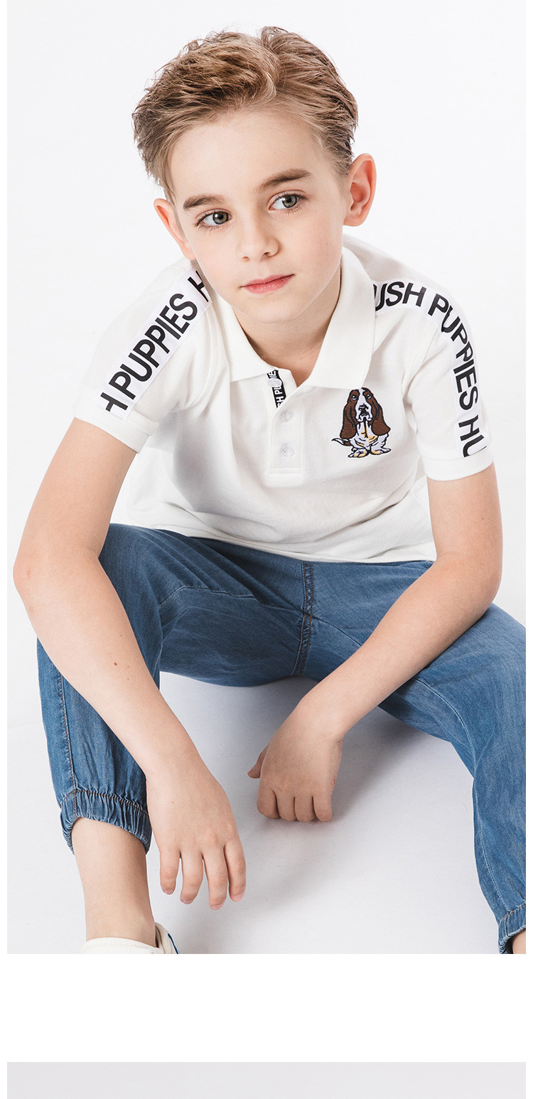 暇步士hush puppies 童装夏季新款男童t恤儿童时尚短袖polo衫 钻石黑