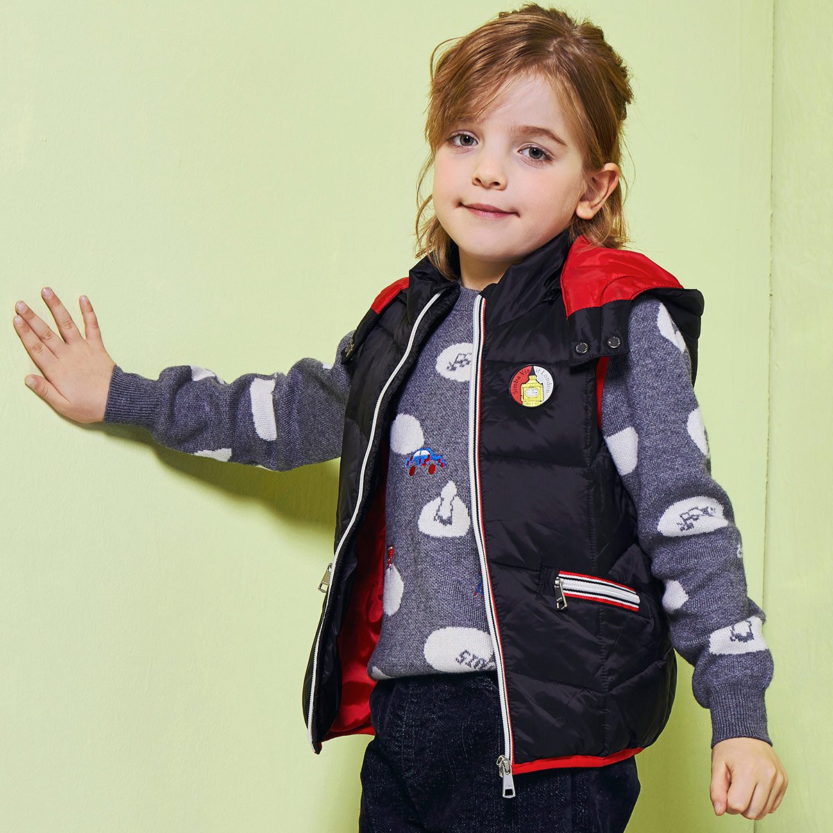 辛巴娜娜童装2018冬季新款男童羽绒马甲中大童无袖白鸭绒宽松羽绒服