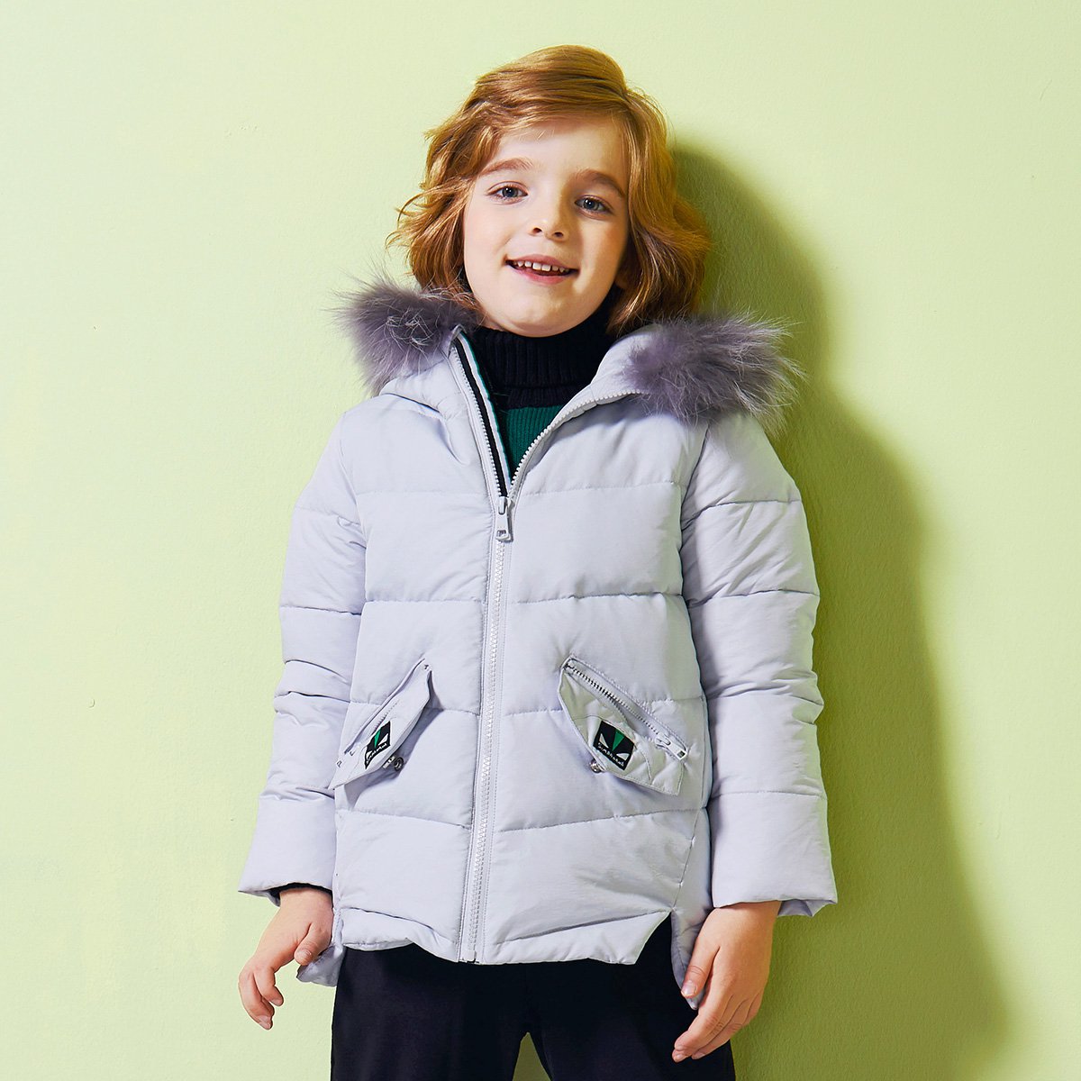 辛巴娜娜童装2018冬季新款男童白鸭绒中长款羽绒服儿童大毛领宽松保暖