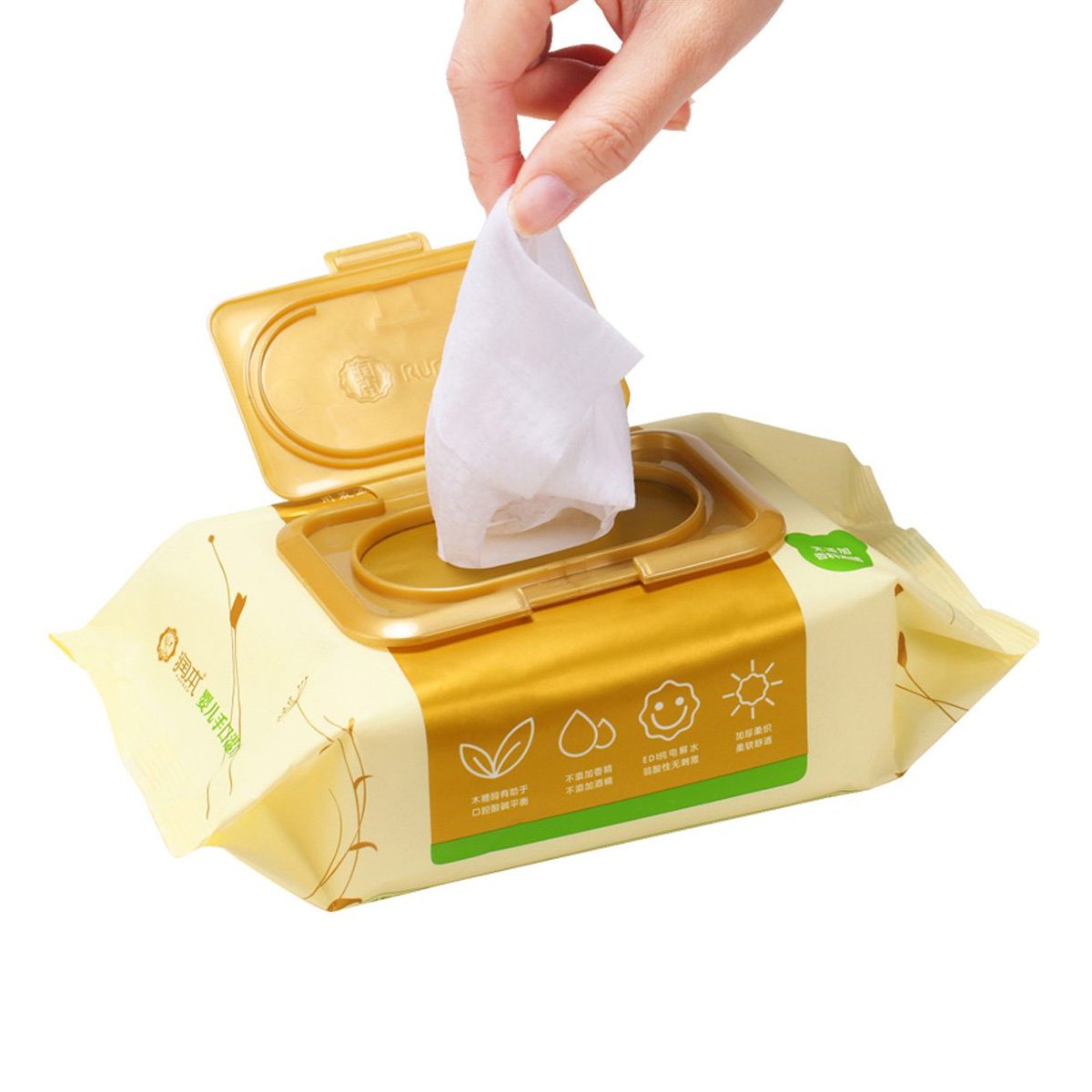 润本(runben) 婴儿手口湿巾80抽×6包(带盖)成人擦脸面巾 婴幼儿童