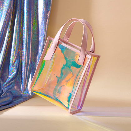 镭射包2018新款手提包透明包包女果冻包ins液体包单肩斜挎包潮