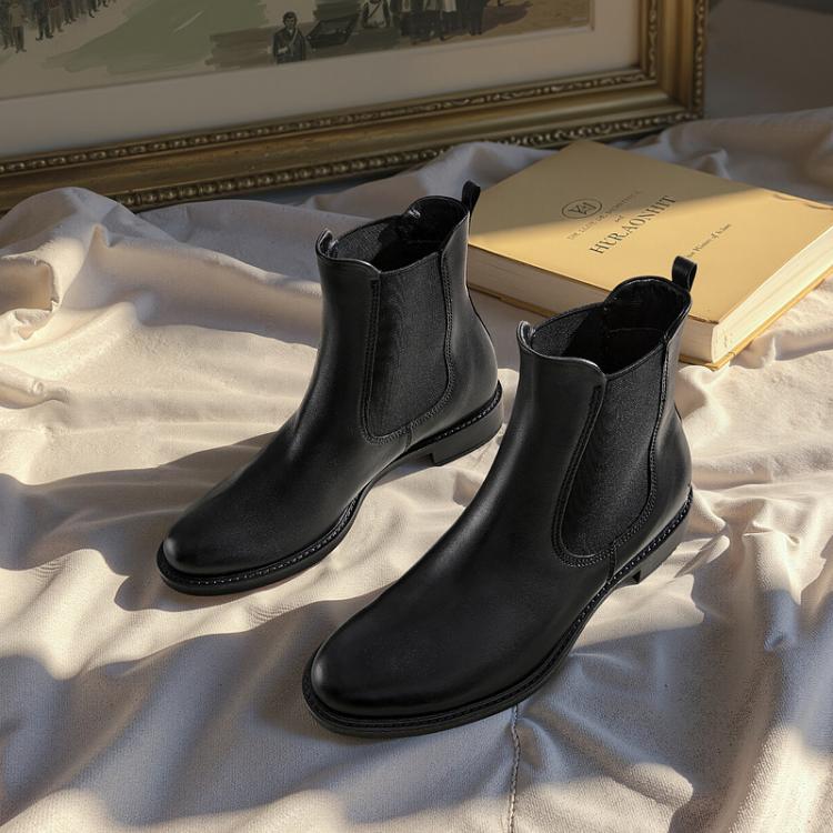 ECCO 【入会满减100】粗跟牛皮切尔西靴子女英伦短靴女鞋型塑266503