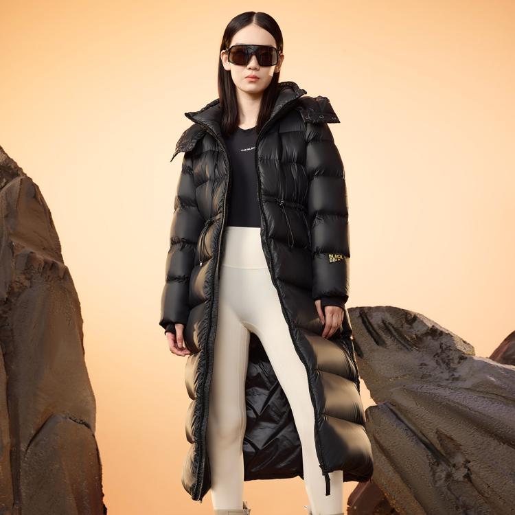 高梵 【高梵黑金鹅绒服】女王2.0十格可拆卸帽过膝大长款羽绒服