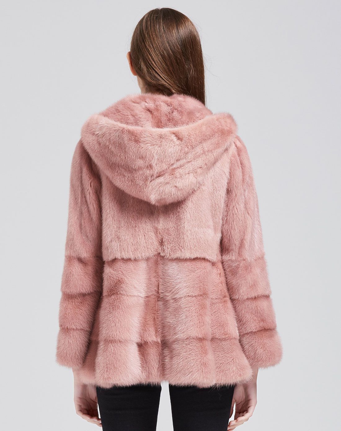芭欧bool皮草专场女款土粉色连帽气质水貂bl16035415_唯品会