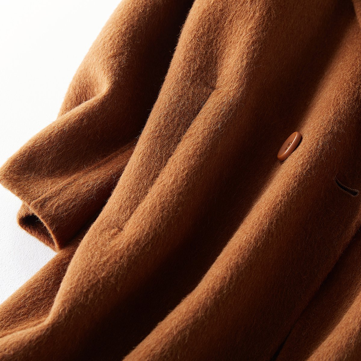 女款大翻领阿尔巴卡羊驼毛双面呢大衣