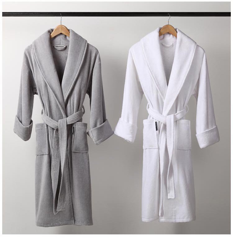酒店纯棉大领毛巾料柔软成人男女春秋加厚卡米尔睡袍浴袍