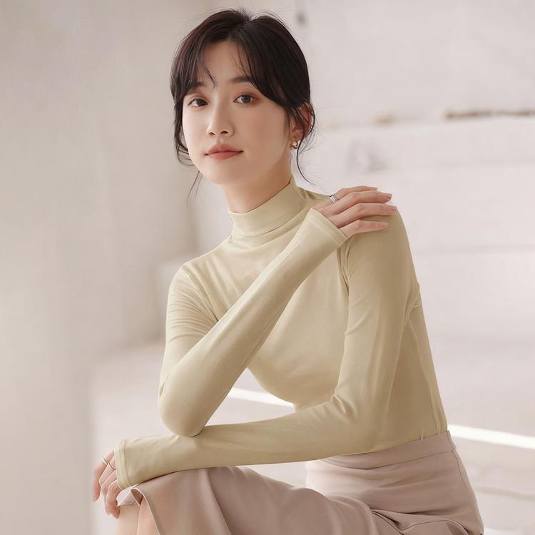 美标 【94%莫代尔】秋冬高领女士打底衫内搭外穿长袖修身保暖衣系列