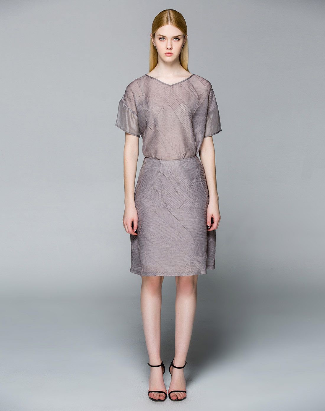 mirror fun 简约褶绉纹理衬衣