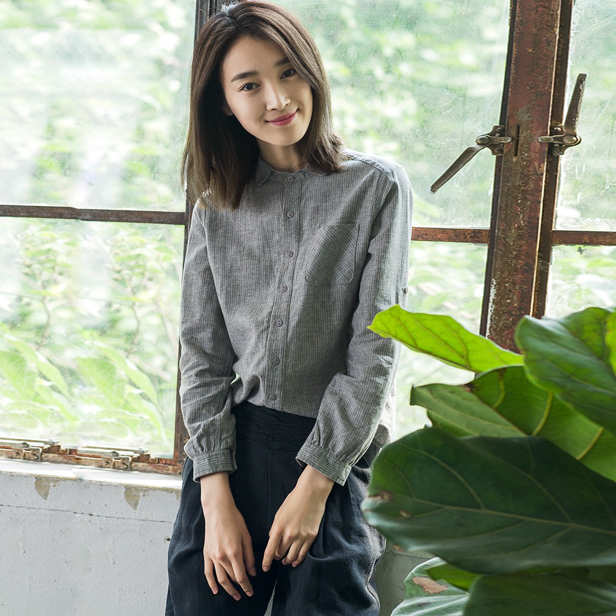 素缕夏装2019新款女装文艺简约棉麻女式衬衫