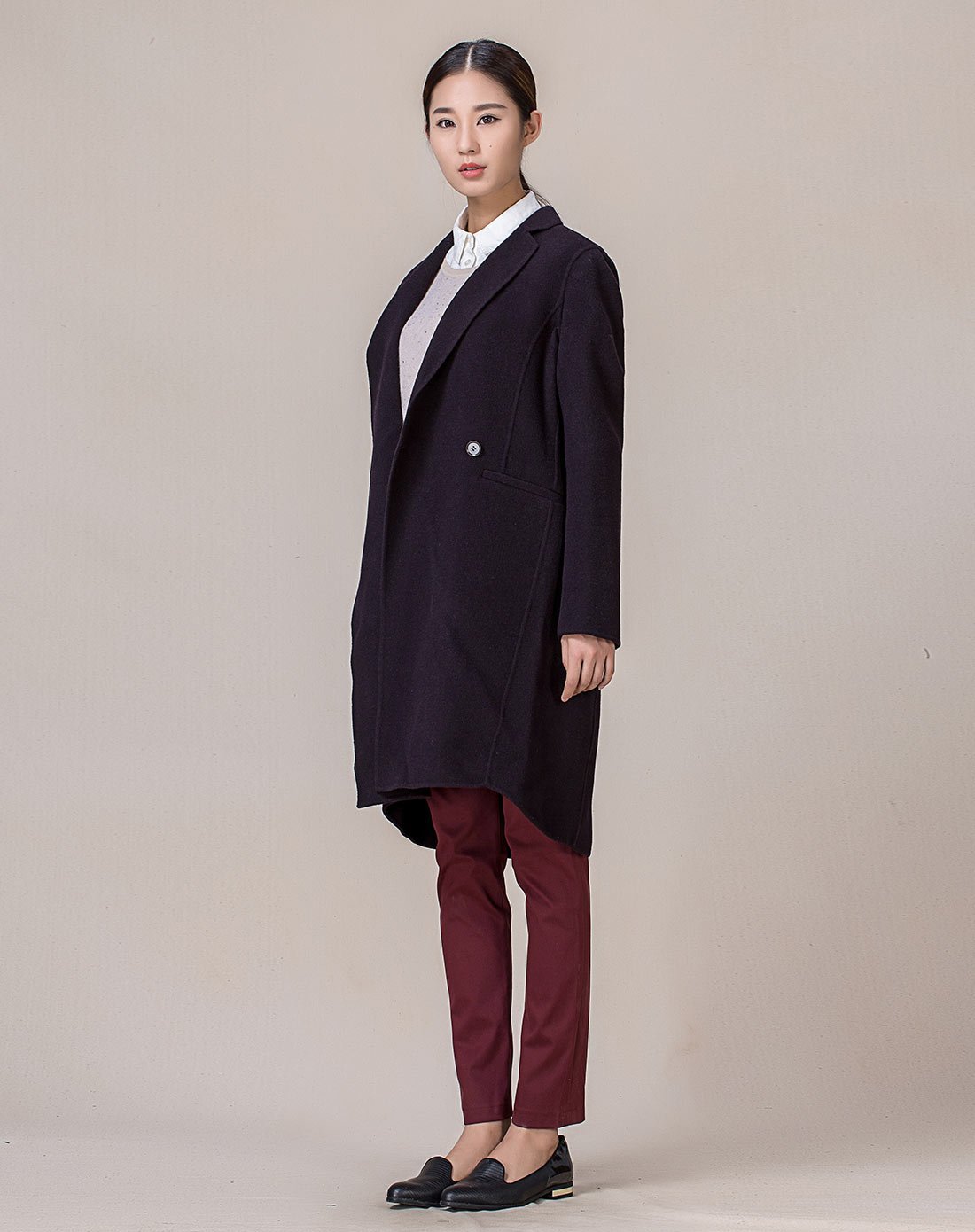 hanp汉麻世家女大衣红色