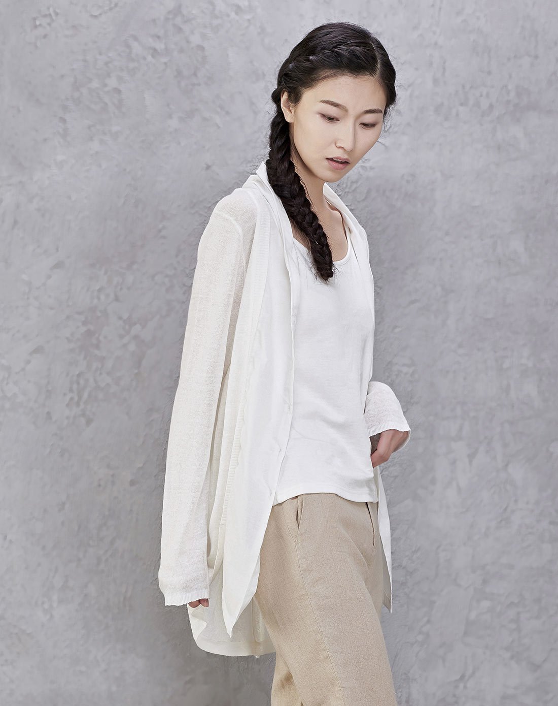 hanp汉麻世家女针织衫白色