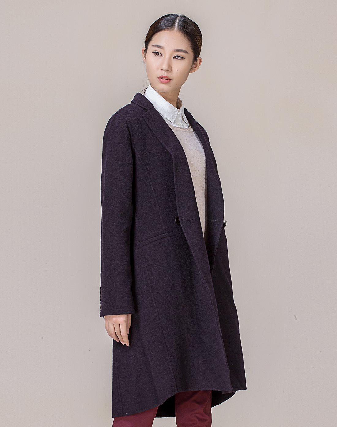 hanp汉麻世家女大衣红色