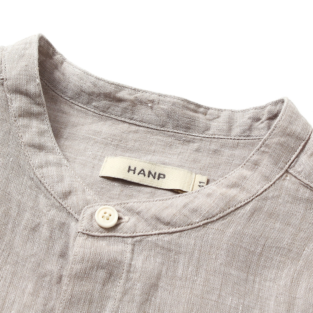 hanp/汉麻世家男装休闲时尚薄款立领棉麻短袖衬衫