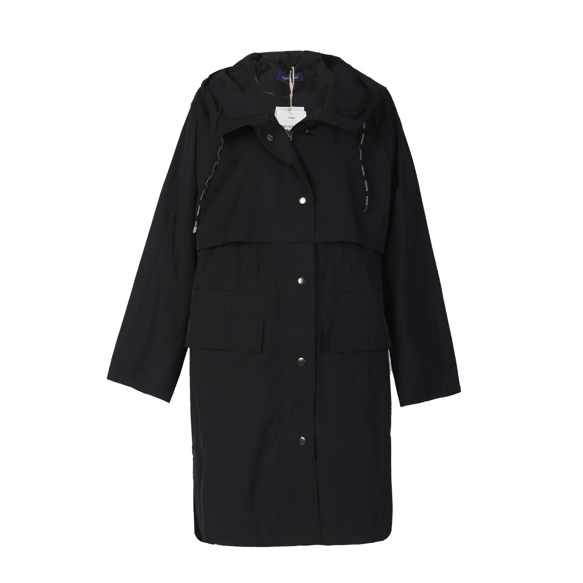 舒朗【weekend休闲系列】时尚休闲中长款连帽风衣女