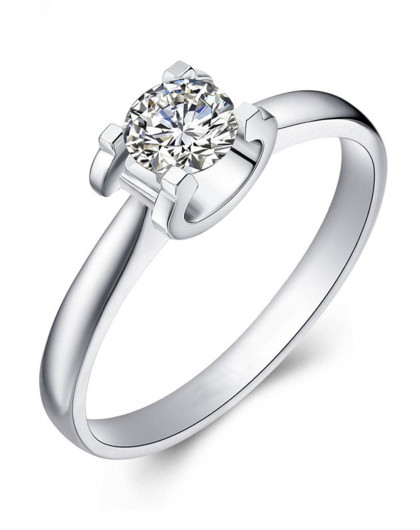 古莉pt950铂金40分h色钻石戒指经典卡地亚牛头戒托镶嵌