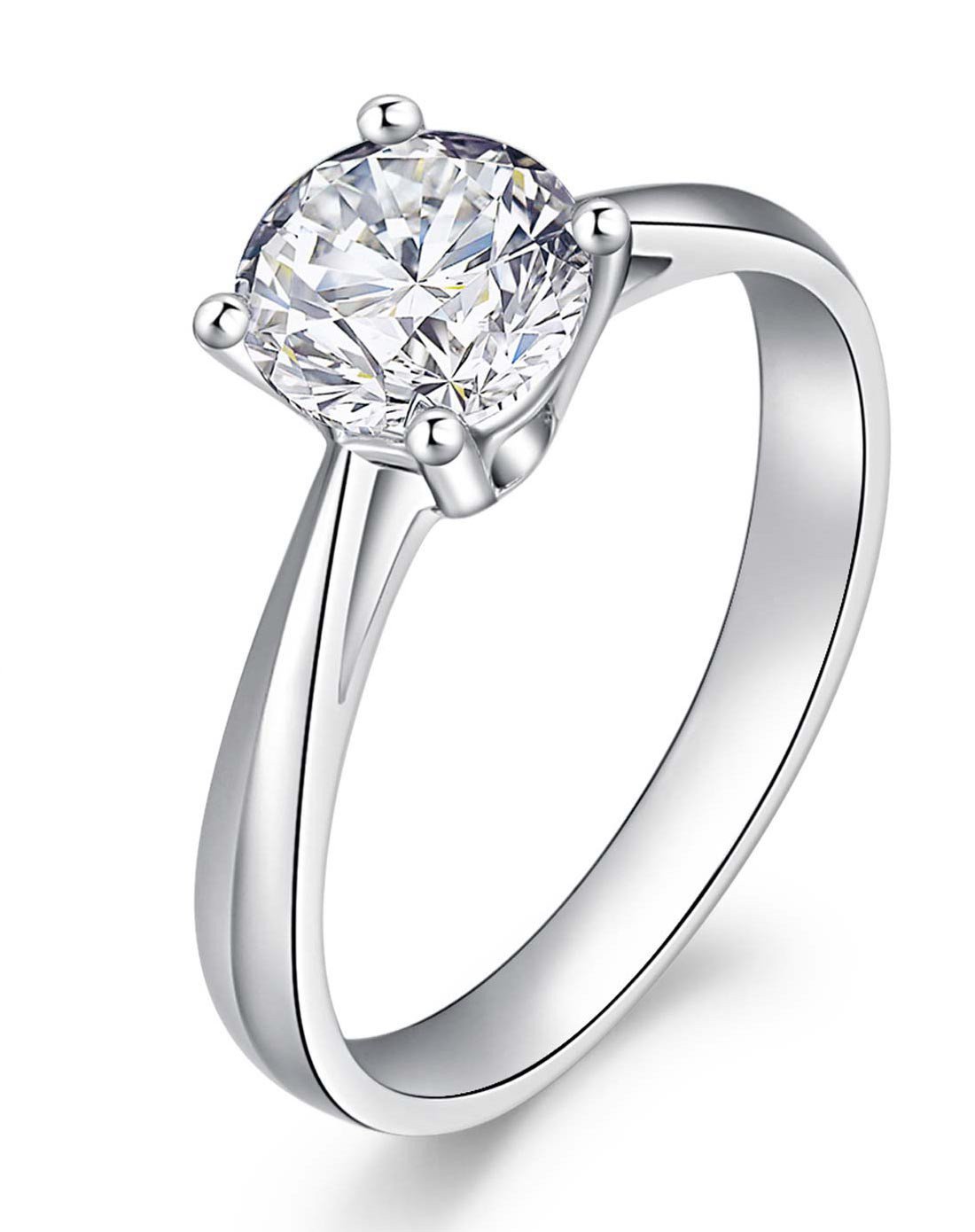 古莉 白18k金51分fg色经典4爪钻石戒指