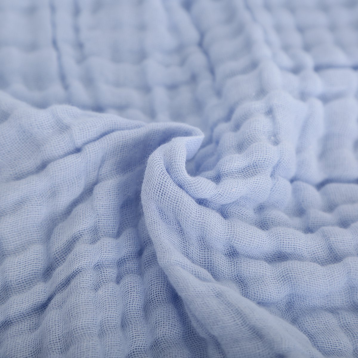 蒂乐 蓝色纯棉六层纱布婴儿浴巾100*100cm