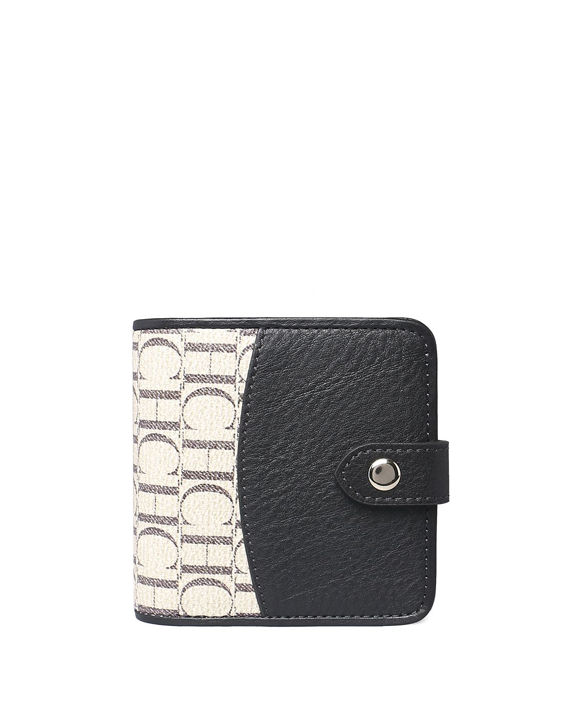 女士黑色牛皮革配pvc钱包