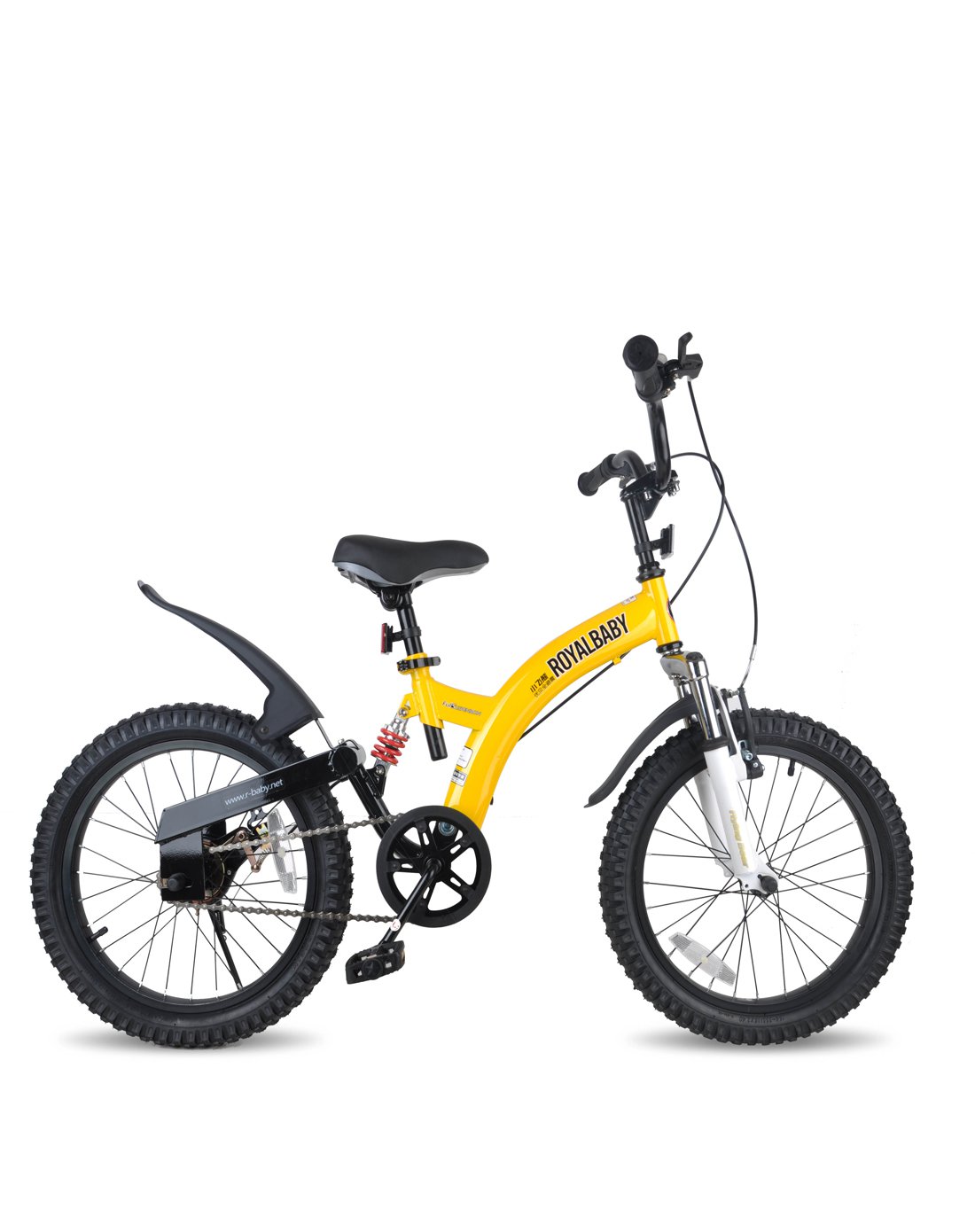 优贝儿童自行车18寸小飞熊前后双避震男女宝宝单车