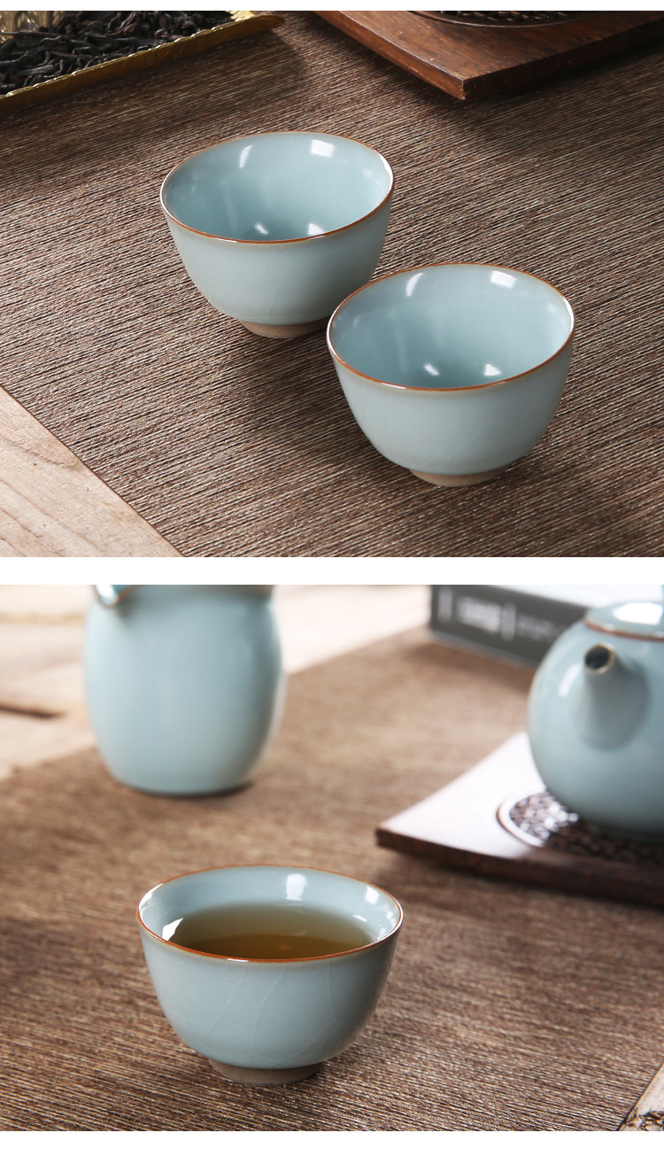 厚湖 天青色汝窑茶杯 主人杯品茗杯功夫茶杯单个