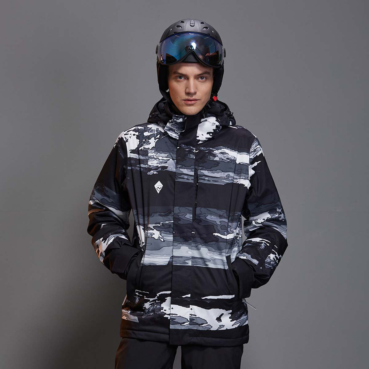 诺诗兰 防水透湿 舒适保暖 时尚雪地迷彩设计 男式滑雪服