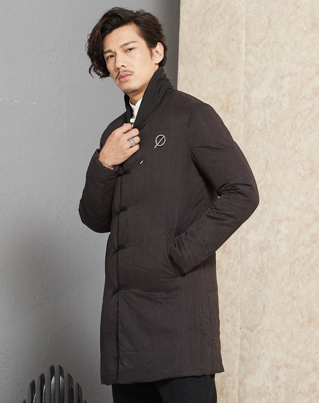 eyensree意树男装特卖旗舰店意树冬季男士中长款青年中国风加厚白鸭绒