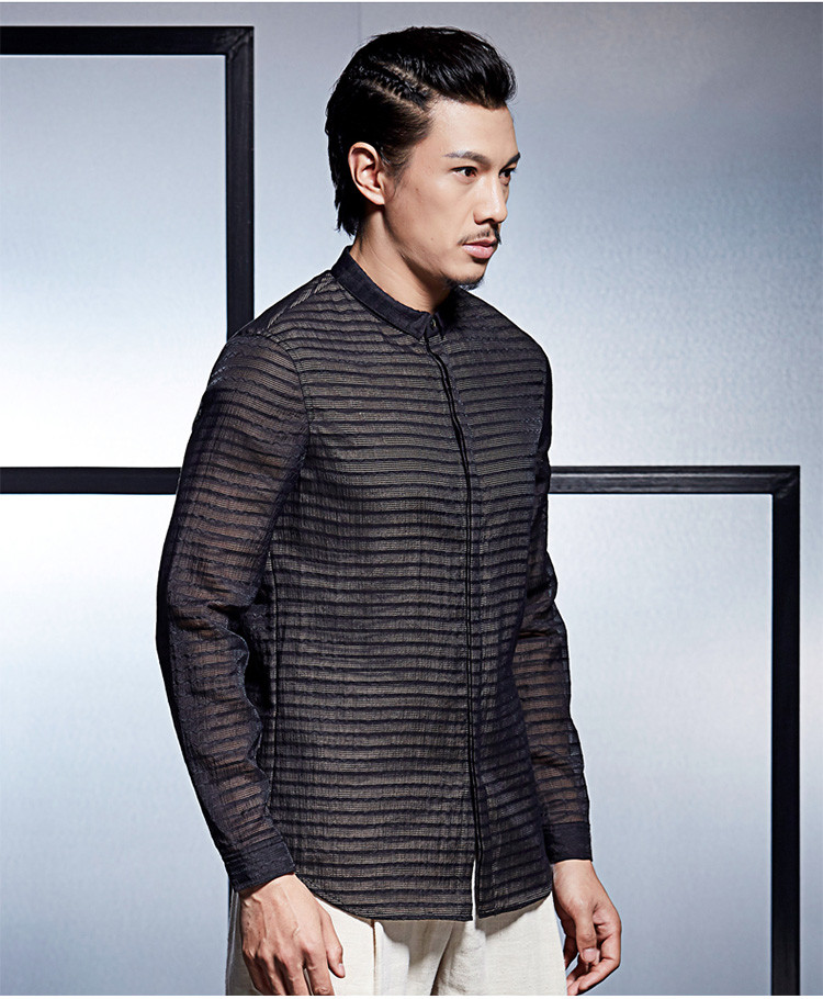 意树中国风原创男装 秋季中式时尚商务休闲长袖衬衫