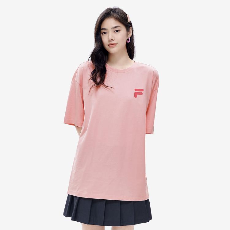 Fila 【情侣款】fusion系列搭运动t恤男女同款宽松潮流短袖t In Pink