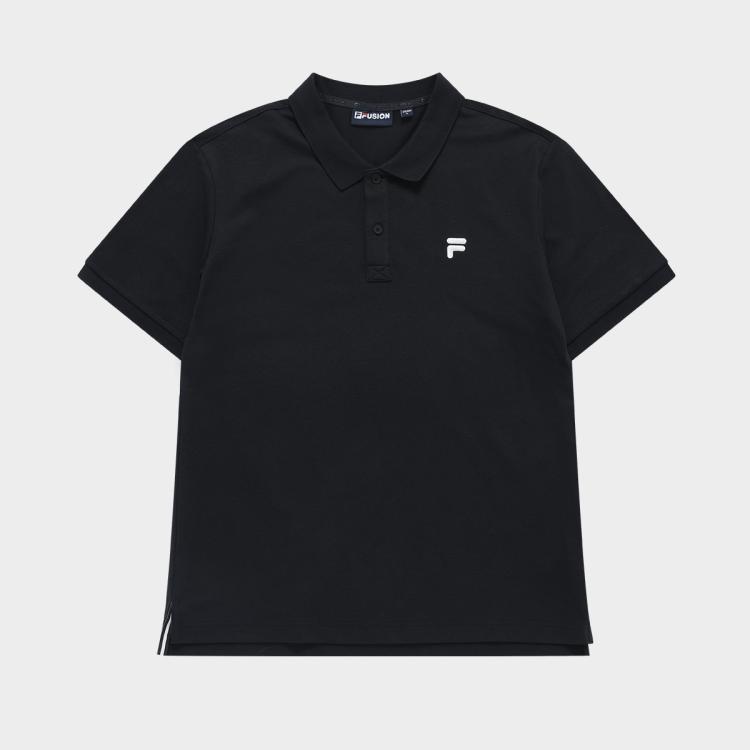 Fila 男装fusion系列男式polo衫男基础针织短袖polo衫 In Black