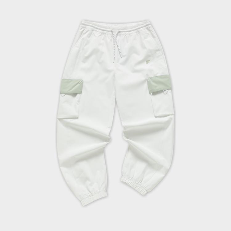 Fila 女装fusion系列时尚运动裤女士休闲舒适收口宽松梭织长裤 In White