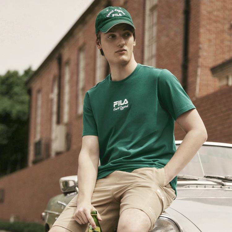 Fila 【sorona纱线】男装运动t恤男士简约休闲基础针织短袖衫 In Green