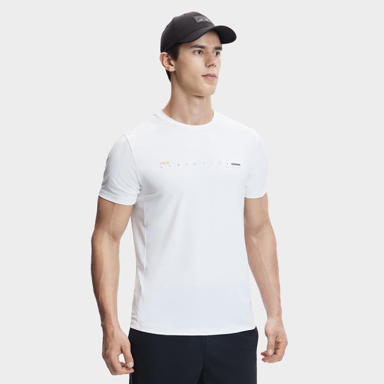 Fila 男装夏季运动t恤男士休闲舒适健身基础日常百搭圆领针织短袖衫
