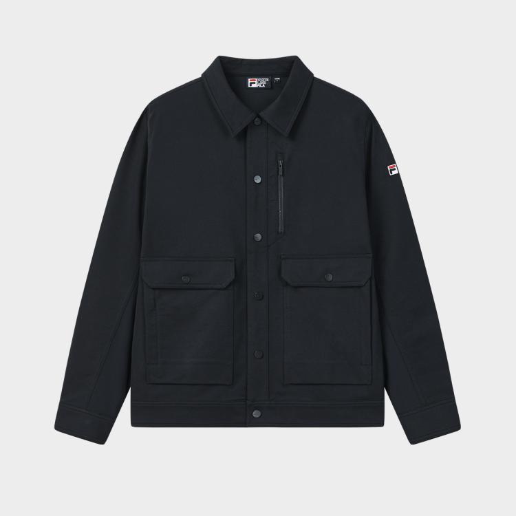 FILA 斐乐行政夹克丨商务行政夹克男士时尚工装微弹舒适针织长袖外套