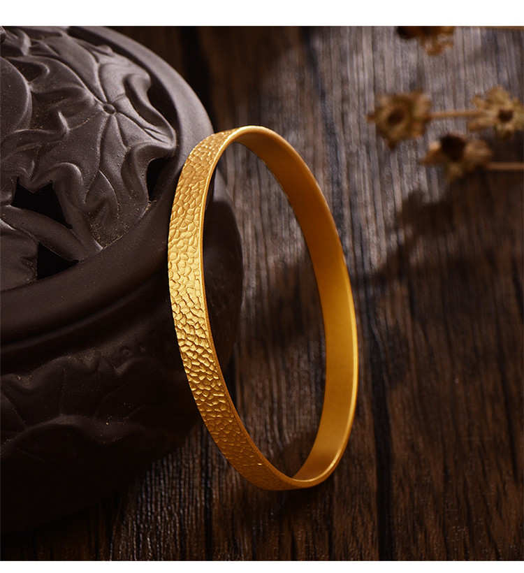 足金古法手镯 传家金黄金素圈女镯计价礼物送妈妈