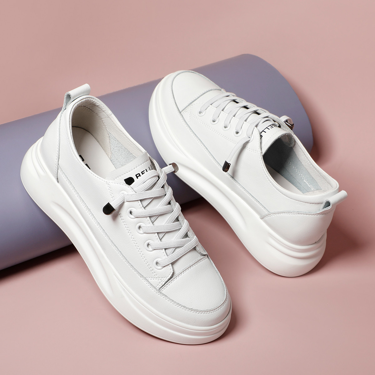 【热销爆款】百丽厚底小白鞋女商场同款纯色舒适百搭休闲鞋