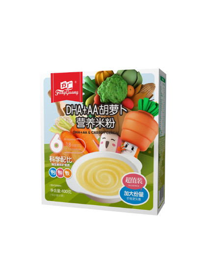 方广婴儿辅食米粉2两味 400g*2盒 菠菜颗粒面200g