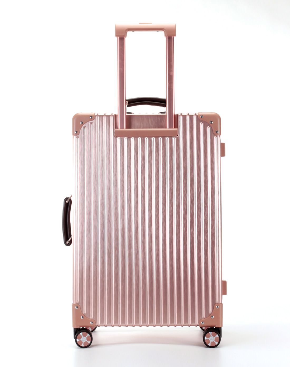 verri皮把手铝框玫瑰金拉杆箱26寸