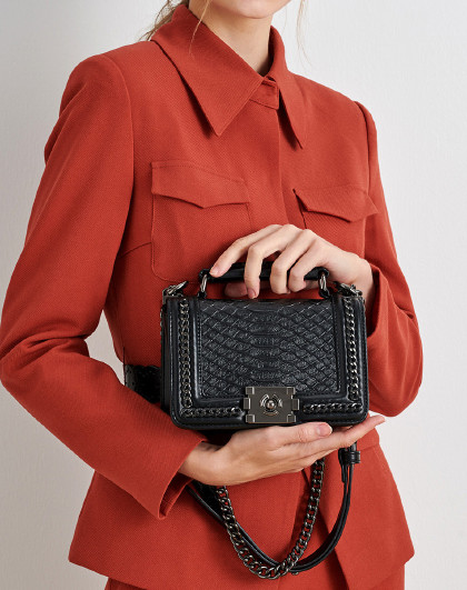 麦包包clouskrauseck牛皮蛇纹链条小香女单肩斜挎包