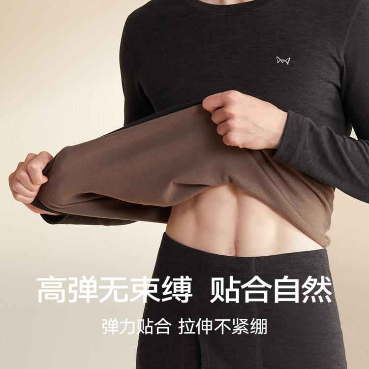 猫人 【蚕丝羊绒保暖套装】冬男士保暖内衣本命红品爸爸秋衣秋裤套装男