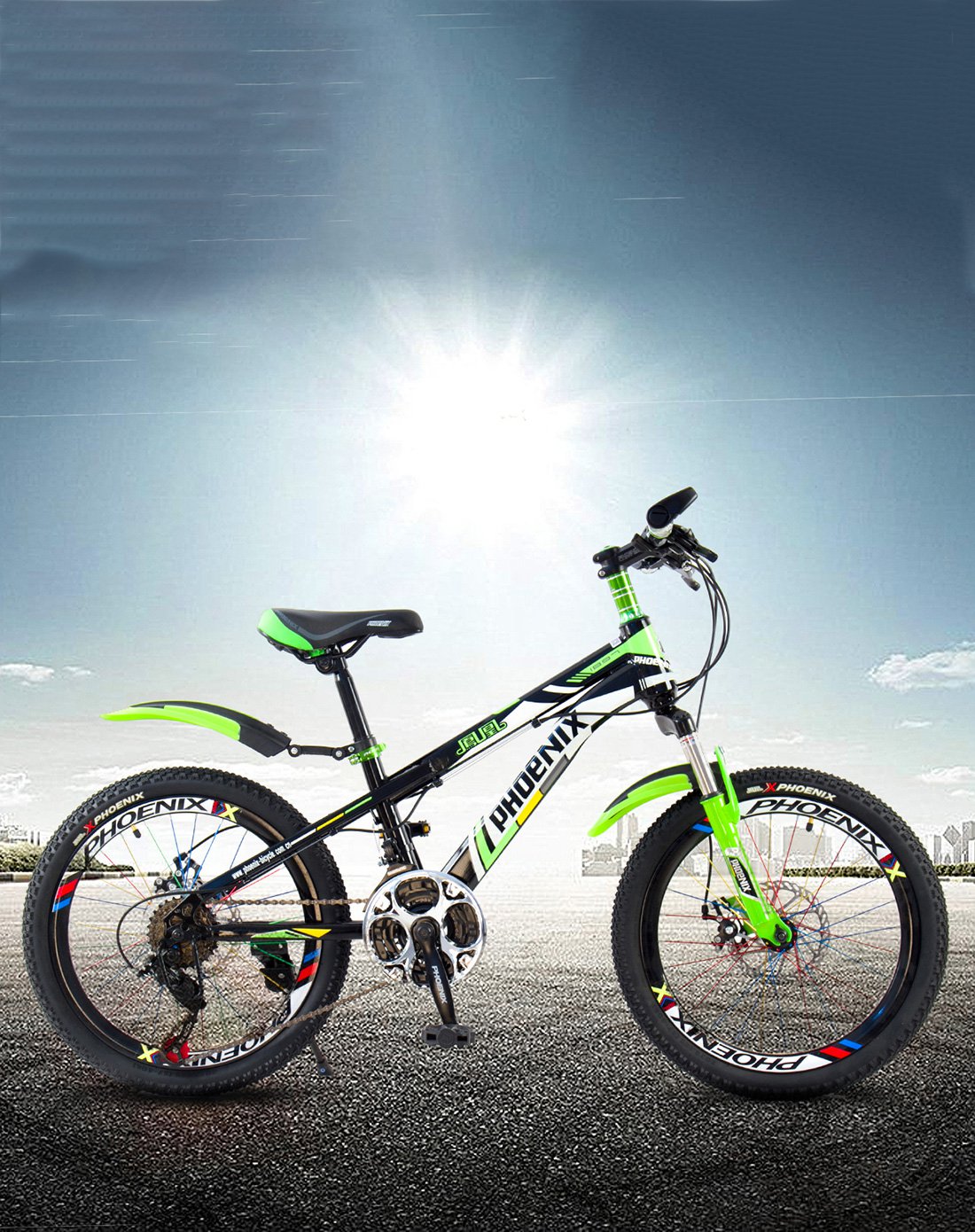 凤凰自行车 20寸21速男女款双碟刹学生山地车单车 征途