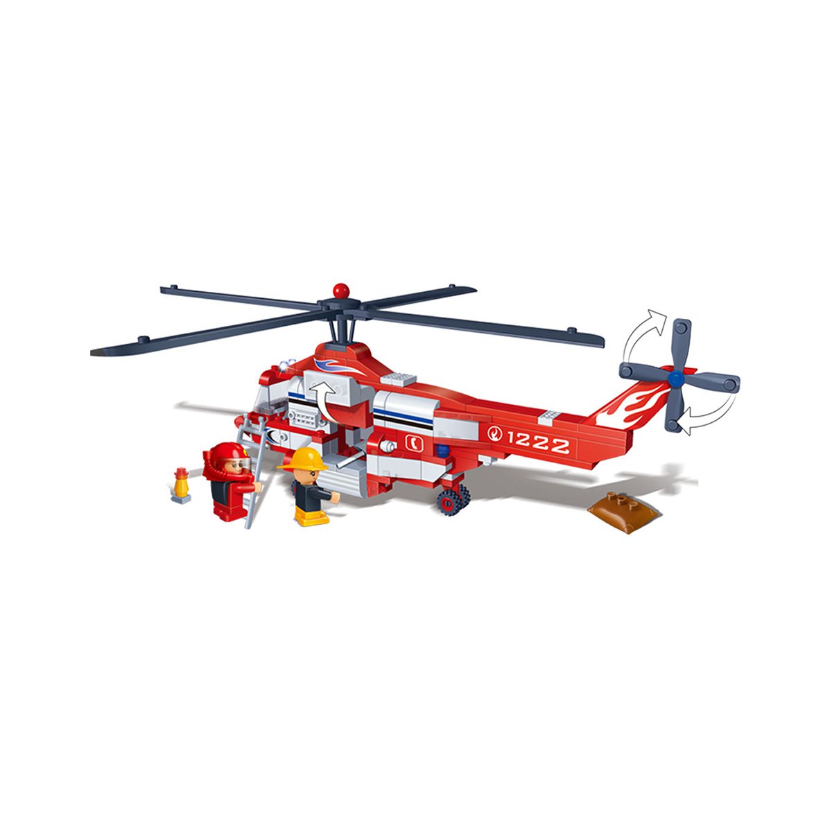 邦宝创意拼插积木消防直升机