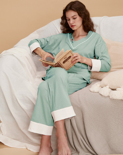 【女士睡衣家居服】歌瑞尔睡衣/家居服女款长袖宽松情侣睡衣睡裤