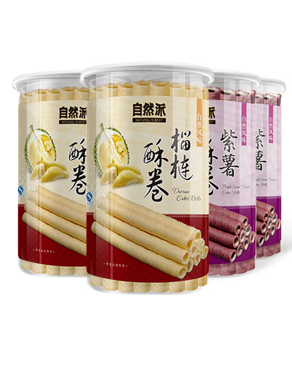 自然派 零食 紫薯榴莲酥卷组合